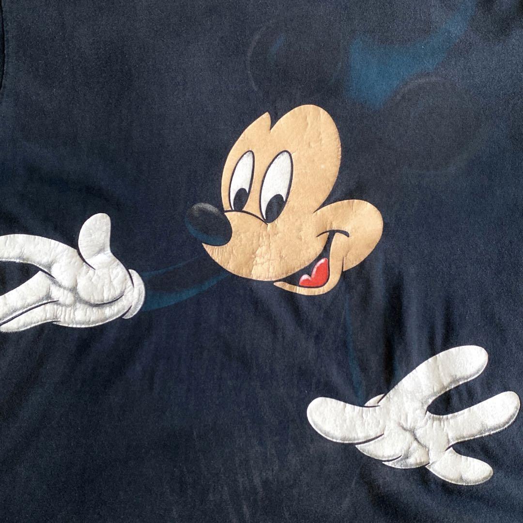 

[Б/У] ХОРОШИЙ ВЫЦВЕТ 90-е Disney Крупный принт! Футболка с Микки Маусом черного цвета