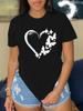 Womens Casual Sleeve Crew Neck T-Shirt Vibrant Orange Butterfly Heart Print Lightweight Breathable Fabric Aesthetic Clothes