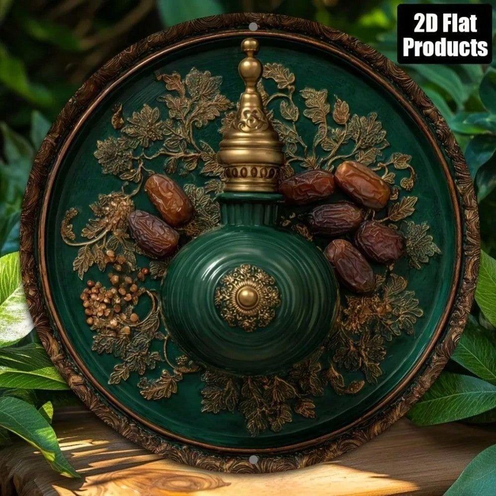 

Retro Vintage Magic Lamp Round Metal Wall Art 8x8 Inch for Home Bar Cafe Office Halloween Gift