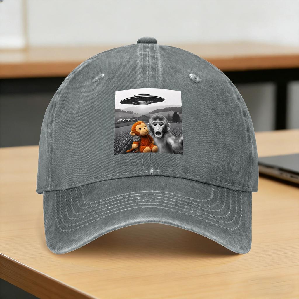 Punch Monkey UFO Funny Selfie Casual Baseball Cap Spring Trucker Hat Sun Outdoor Snapback Cap Unisex Fitted Retro Baseball Caps