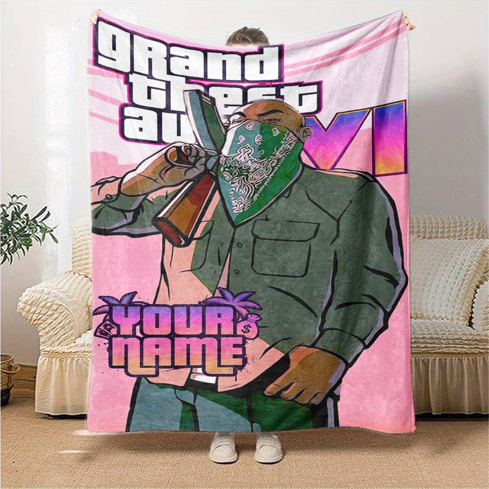 Gta Customize Your Name Blanket Lightweight Customizable Blanket Soft & Cozy Throw For Home Decor Bed Nap Sofa Four Seasons Universal