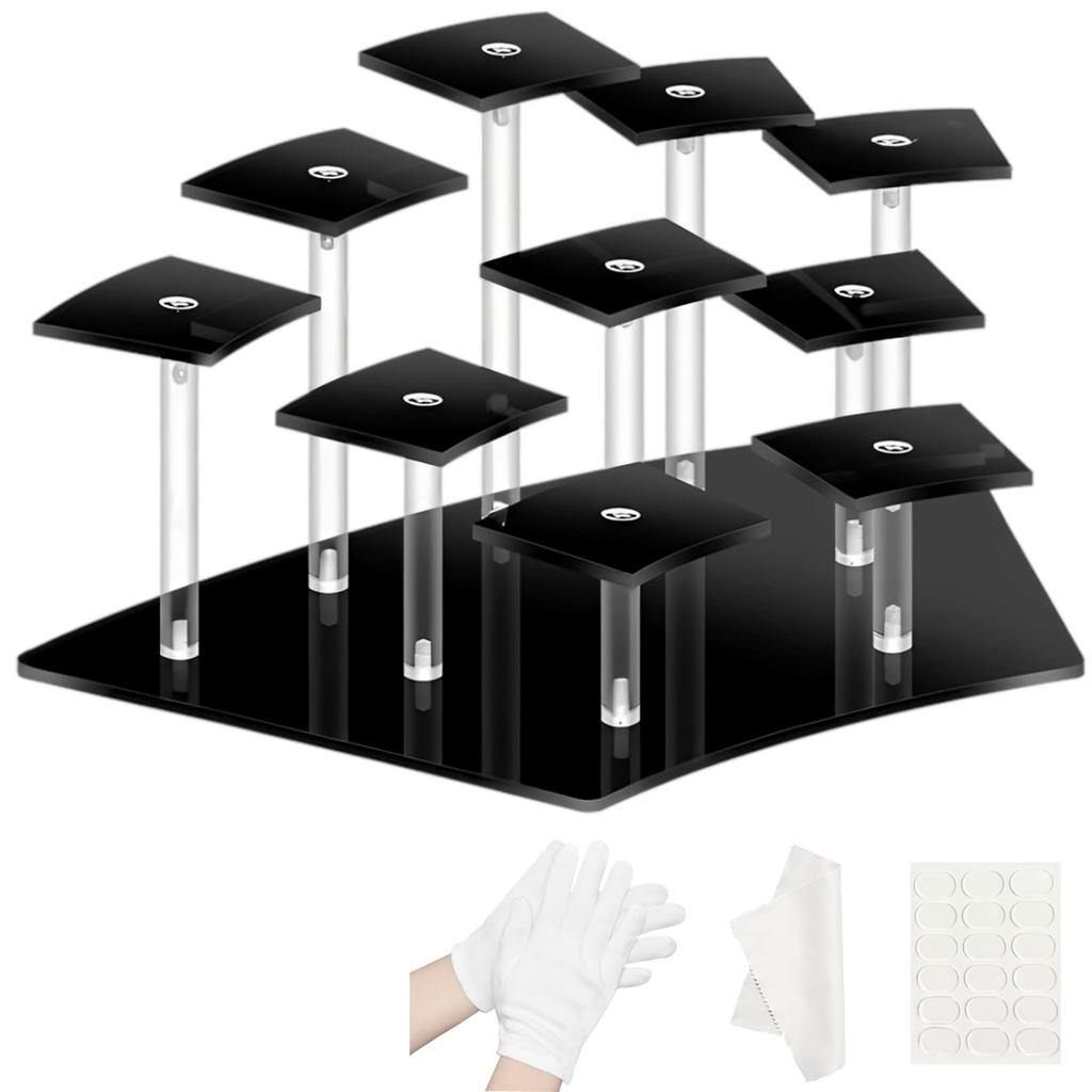 Heizi Figure Case, Collection Case, Figure Shelf, Display Case with Fixing Tape (10 Figures, Black)