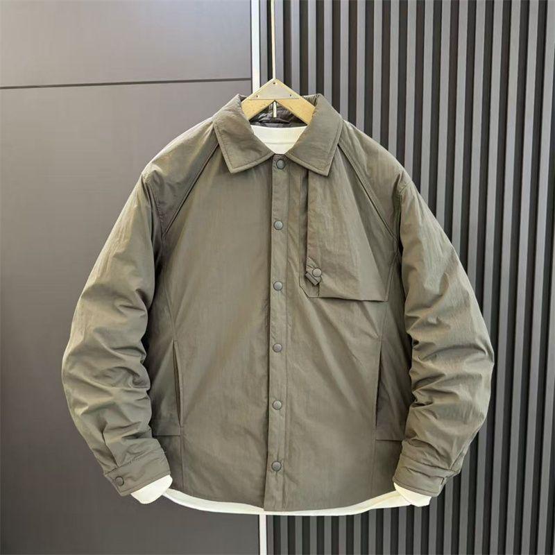 Men s Winter White Duck Down Lightweight Lapel Jacket - Thick, Warm & Trendy Casual Coat 3XL 180-200 серый