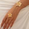 Gold Flower Vintage Elegent Bracelet Necklace Hand Zircon for Women Simple Thin Chain Finger Bracelet Zircon Accessories Gift