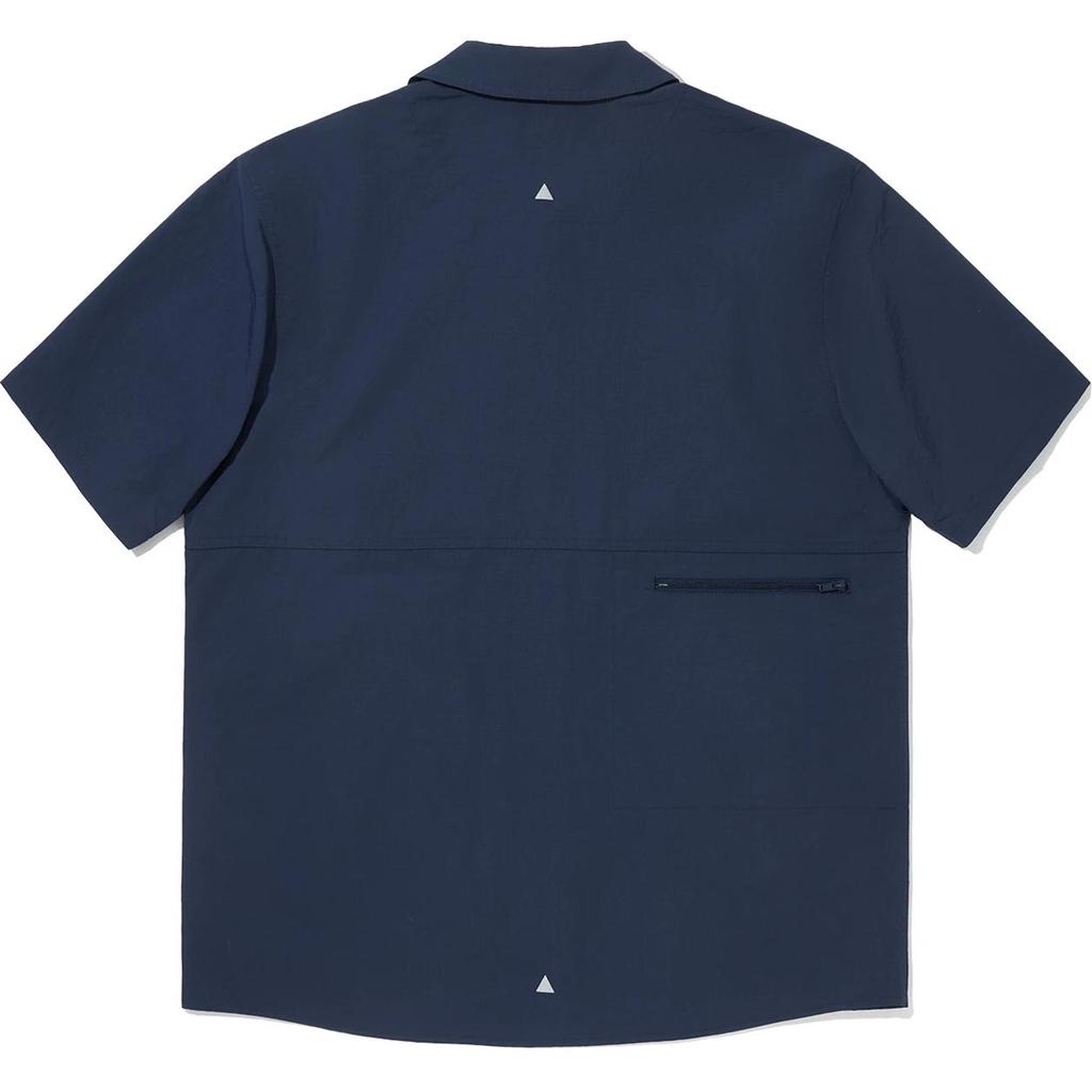 Li Ning Outdoor Series Reflective Water-Resistant Sun-Proof Loose Casual Short Sleeve Shirt Unisex Shirts Navy-Blue ASHU565-1