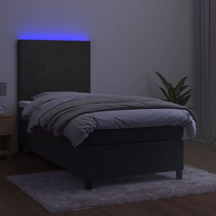 Maison Exclusive - Sommier à lattes de lit avec matelas LED Gris foncé 100x200 cm