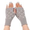 Leaf Design Knitted Gloves Breathable Acrylic Fabric Solid Color Fingerless Style Fall Winter Unisex Hand Warmer