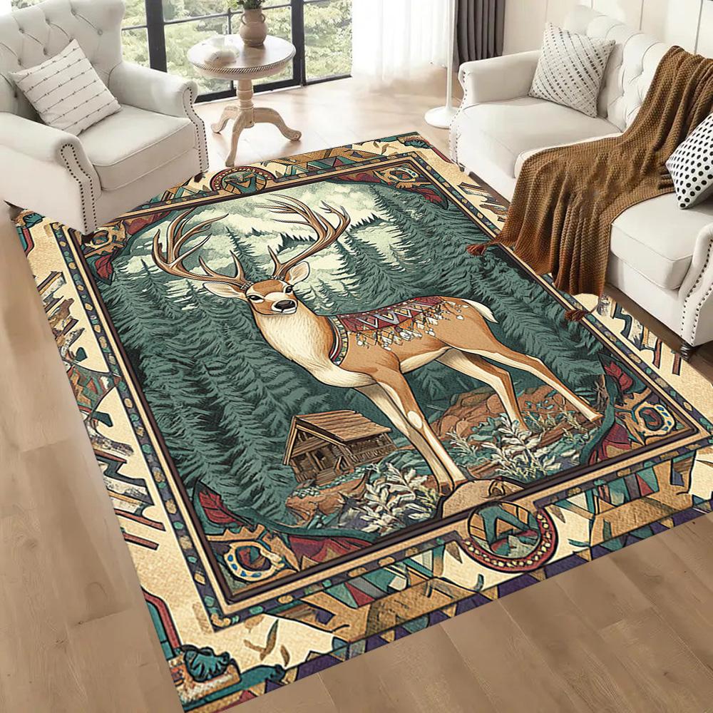 Deer Floor Rug Office Rug Design for Foyer Decorate Room Living Rooms Entryway Anti-slip Rug Office Home Decor Birthday/Christmas Gift