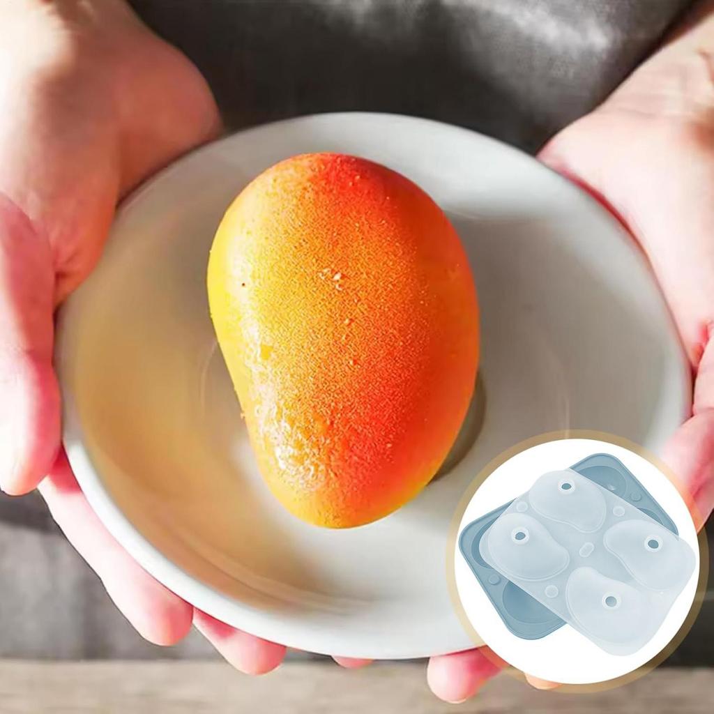 3D Mango Silicone Mold 4-Cavity Food Grade Mousse Cake Molds Chocolate Mousse Cake Mould Mango Stuffing Chocolate Molds