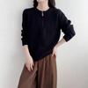 Solid color semi-zipper simple and versatile knitted sweater women's clothing autumn and winter new loose and lazy round neck pullover sweater