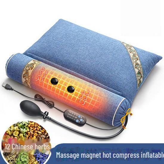 Heated Massage Compress Neck Pillow with Wormwood for Sleep and Cervical Support