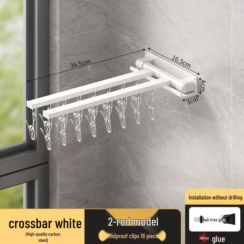 Wall-Mounted Folding Clothes Drying Rack for Socks, Underwear, and Underpants with Clips.