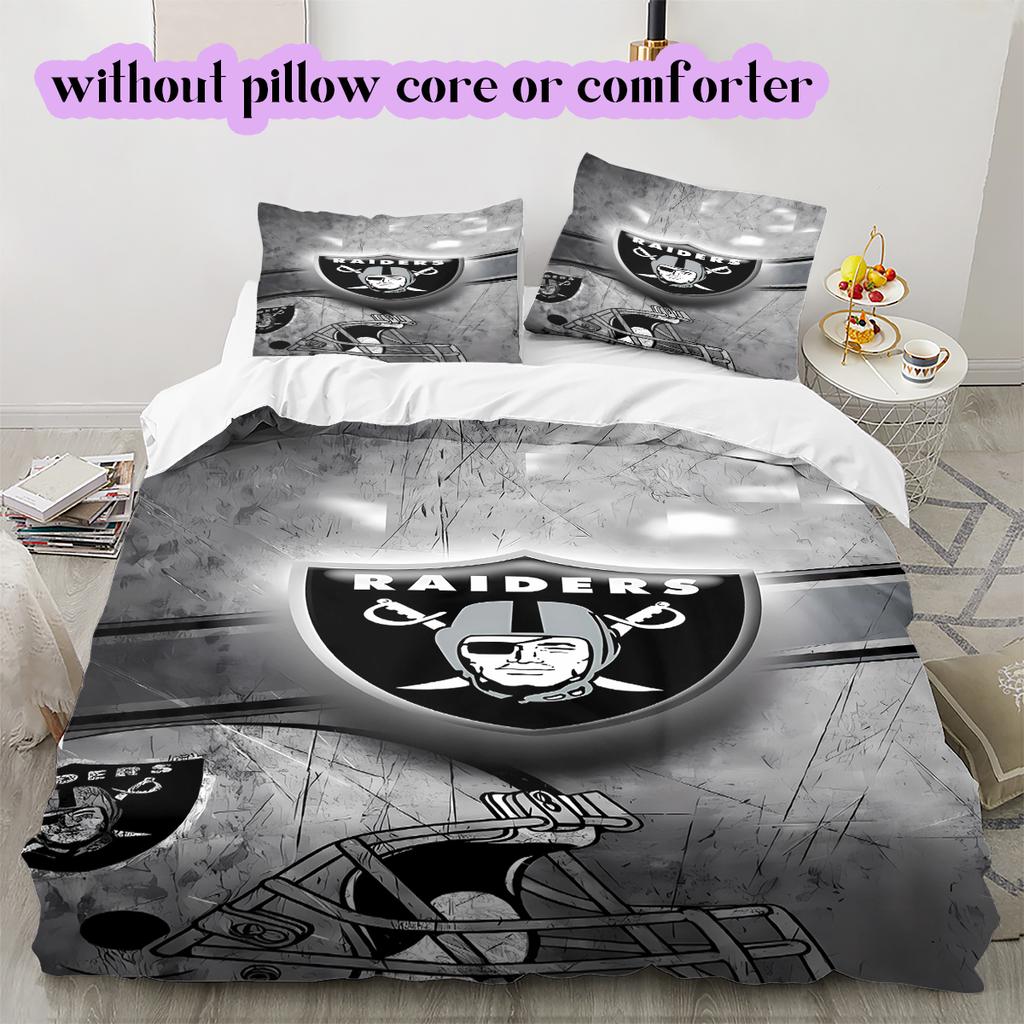 Las Vegas Raiders Vzor Povlečení Přikrývka Sada Povlak na přikrývku Povlak na polštář Domácí Dekorace Narozeninový Dárek (1 * povlak na peřinu + 2 * povlak na polštář, bez jádra)