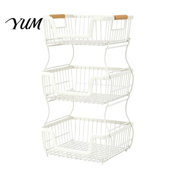 Stabiler Schreibtisch-Organizer 2/3-stöckiges Arbeitsplatten-Regal, Robuster Obstkorb-Ständer, Platzsparender Karbonstahl-Ständer für Küche, Speisekammer