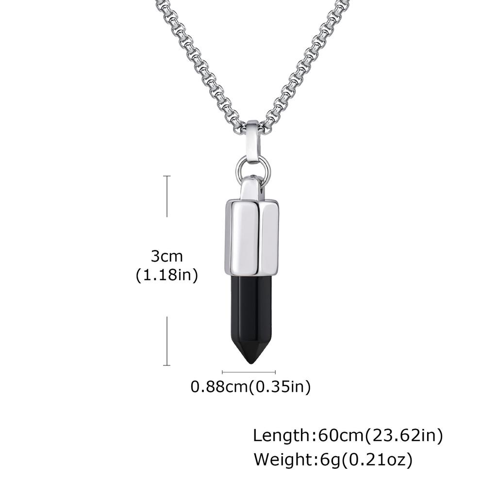 Stilvolle Herren-Halsketten mit Naturstein-Geschoss, Vintage Edelstein Heilung Edelstahl-Anhänger-Halskette, Geburtstagsgeschenk für Vater