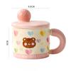 Personalized Ceramic Cup with Lid Cartoon Cute Mug Drinking Water Cup Cat Animal Souvenir Gift Box Cup Girl Student
