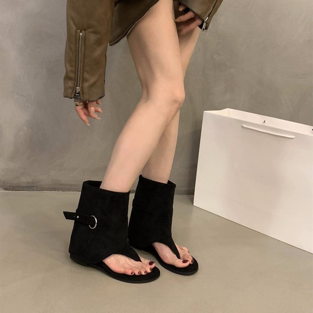 Inner heightening khaki toe cool boots women's shoes summer travel Xinjiang boots thin trouser boots small short boots