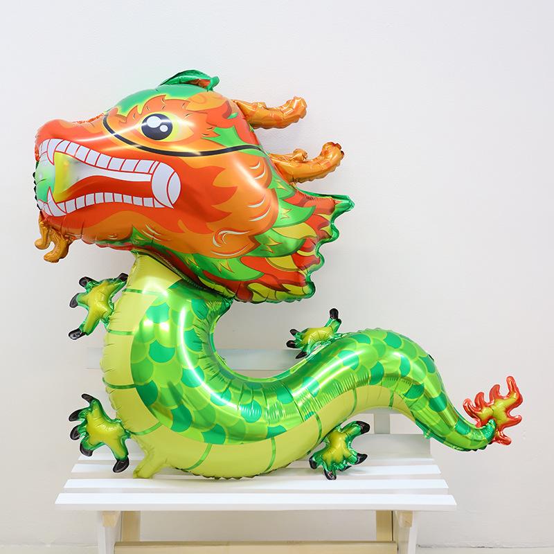 

1pc 3D Dragon Balloons Cartoon Cute Aluminum Foil Dragon Balloons Reusable Inflatable Balloon Chinese New Year Home Party Decor 112x105cm зелений