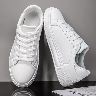 Business Casual Men's Shoes Soft Women Shoes Comfortable Casual PU Leather Shoes for Men Autumn Solid White Men Sneakers