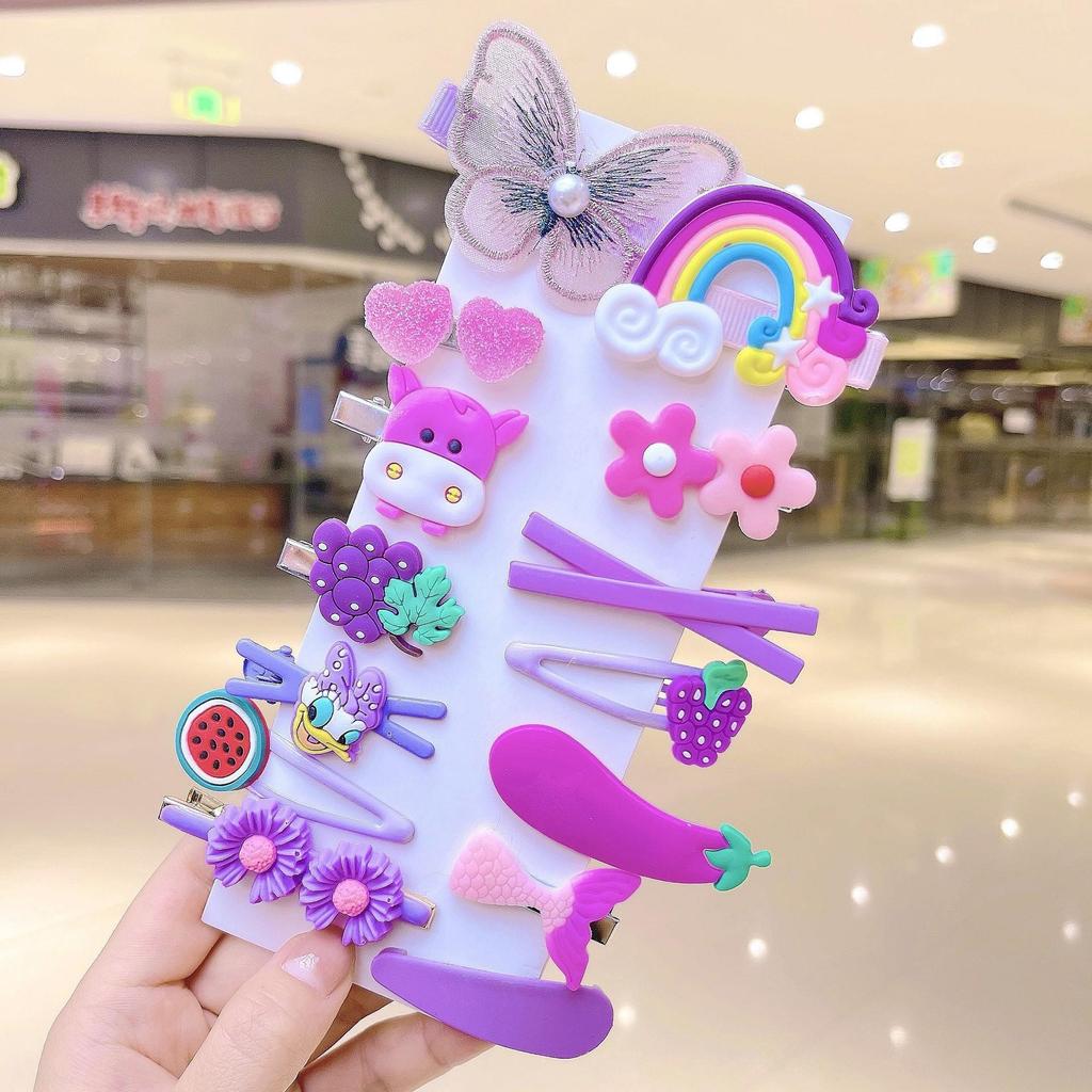 Pink 50-Piece Cute Hair Clip Set: Sweet Girly Japanese Cartoon Bangs Accessories