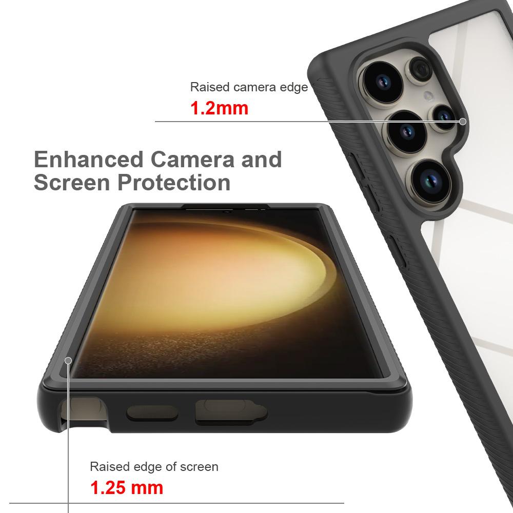 PET Screen Protector Armor Phone Case For Samsung Galaxy S25 Ultra S24 FE 5G S22 Plus Plastic TPU Frame Transparent Back Cover