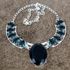 Black Spinel, Iolite Gemstone 925 Sterling Silver Jewelry Necklace 18" KKG-419