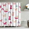 Cute Cat Print Shower Curtain Fabric Decor Pink Rainbow Flowers Pets Cartoon Bathroom Liner Home Accessories 3D Printed Plastic