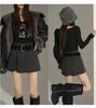Spicy Girl Fashion Wool Plaid Skirt Shorts with Belt: Women's Autumn/Winter Anti-Exposure Design