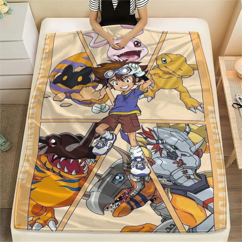 Digimon Adventure Comfort Warm Flannel Blanket Print for Sofa Bed Travel and Rest -xia68