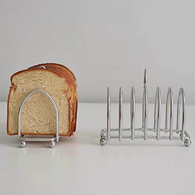 Stainless Steel Toast Loaf Slice Rack 6 Slice Bread Holder Toast Stand Rectangle Food Display Tool Kitchen Gadget