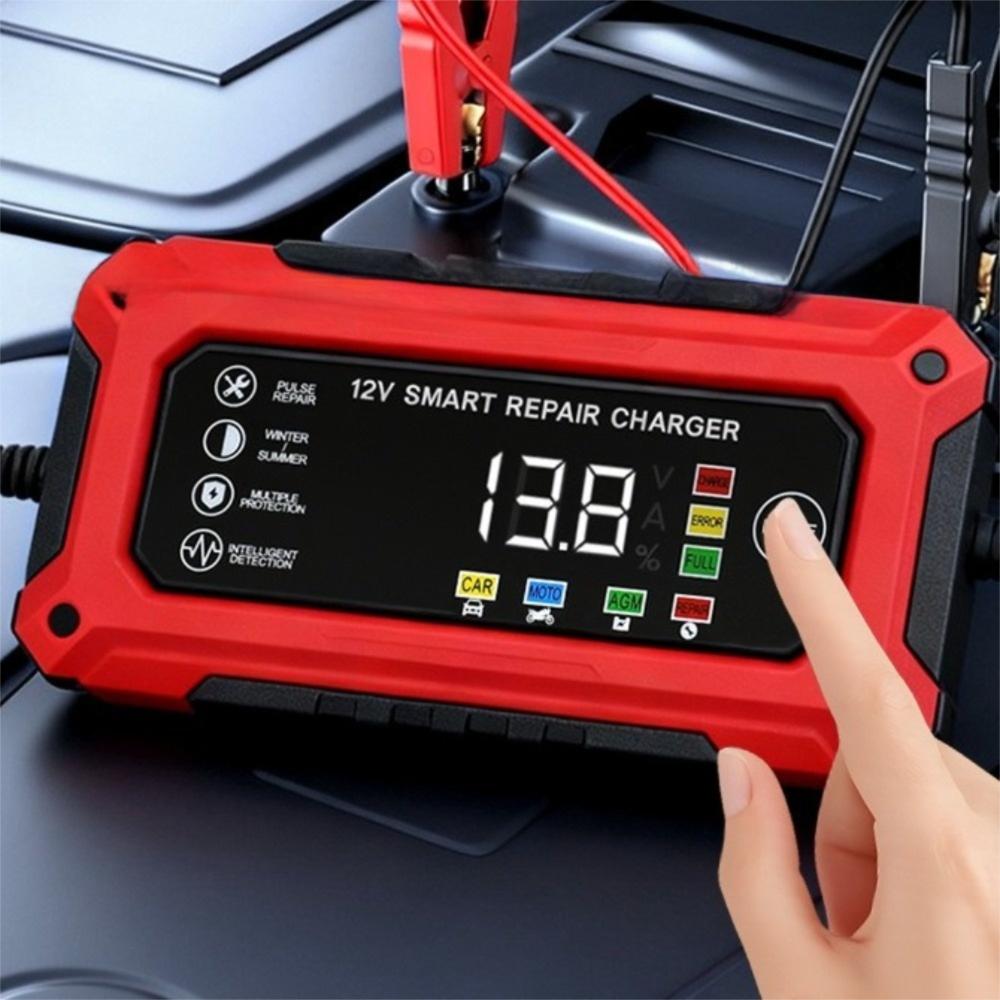 Plastic Intelligent Car Battery Charger 12V 6A Motorcycle Battery Charging Unit Lead-Acid Battery