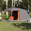 5 Person Camping Tent with Awning Grey and Orange Waterproof