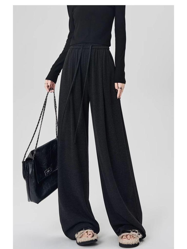 Drapey Slimming High-Waist Glutinous Rice Pants – Women's Spring/Summer Loose Fit, Narrow Wide-Leg, Petite Straight-Leg, Casual Comfort