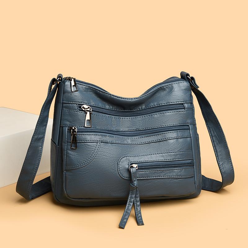 Large Capacity Women's Solid Color Shoulder Bag Multi-Layer Crossbody Bag Multi-Functional Mother Bag