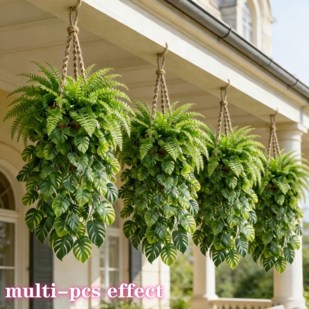 Plastic Artificial Hanging Monstera Vine UV Resistant Trailing Greenery Vine  Balcony