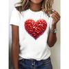 European Size Y2K Fashion Casual Street Style - Valentine'S Day Heart Pattern Printed Women'S Round Neck Pullover T-Shirt