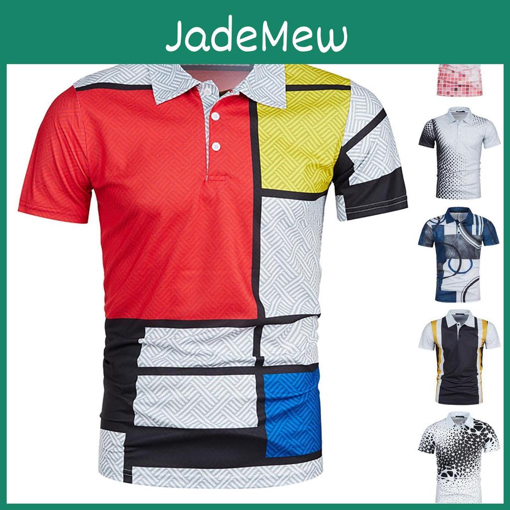 Summer New Fashion Casual Mens 3d Printing Tops Shirt Lapel Casual Short Sleeve Top