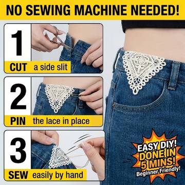 5-piece embroidered flower belt extender - Reduces or enlarges waist size, suitable for jeans/dresses, side seam extension kit