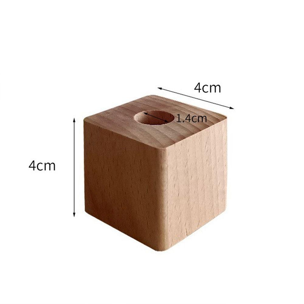 Pen Storage Box Desktop Pencil Holder Desktop Storage Pencil Organizer  Ornament Gifts 4X4CM-beech