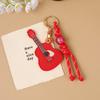 New Creative PU Guitar Pendant Access Card Bag Accessories Beaded Keychain Small Gifts Car Hanging Accessories