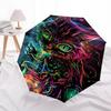 1PC Neon Cat Automatic Folding Umbrella - Compact 8-Rib Design, Durable Plastic & Iron, Lightweight for Outdoor Daily Use, Festive Gift059