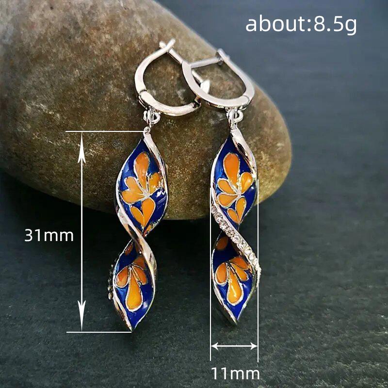 Cao Shi Hawaiian Plumeria Retro Drop Earrings - Ethnic Style Pendant