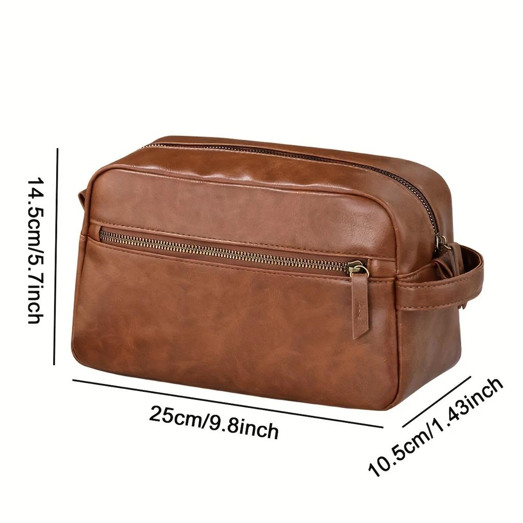 Herren-Kulturtasche aus Leder für Reisen und Geschäftsreisen, tragbare Kosmetiktasche mit großer Kapazität und mehreren Taschen, handliche Kulturtasche aus Leder