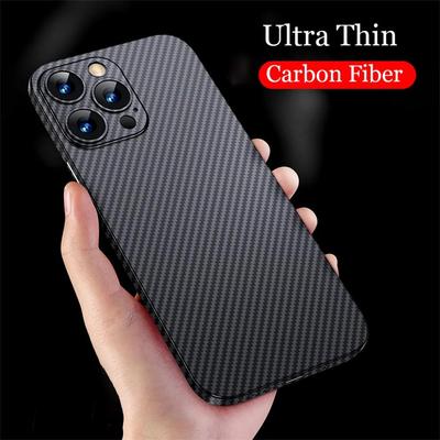Luksusowe, ultracienkie, matowe etui z włókna węglowego do iPhone'a 15 14 13 12 Mini 11 Pro Max 15 Pro XS XR X 6 7 8 Plus SE, tylna obudowa z polipropylenu o grubości 0,2 mm