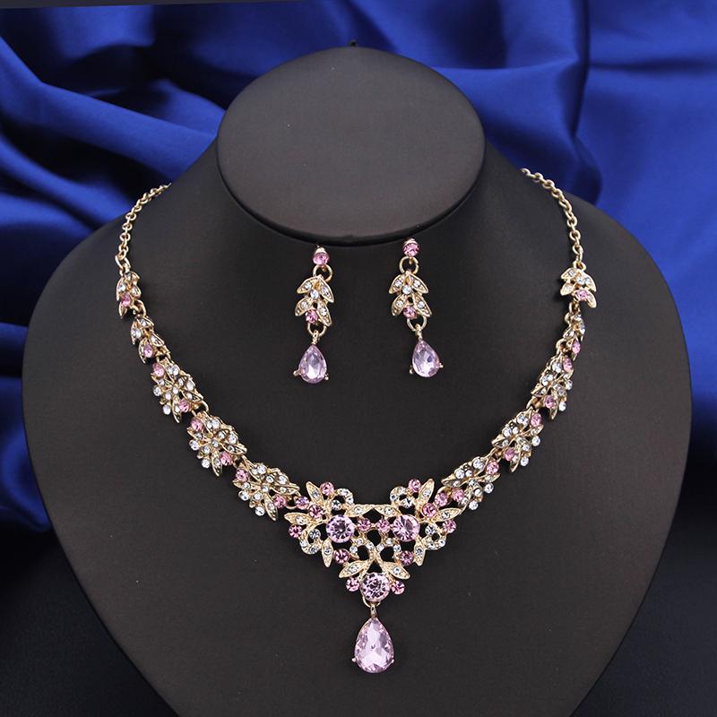 Mote Choker Halskjede Sett for Kvinner Brudesmykkesett Fest Ball Bryllup Øredobber Kostymetilbehør
