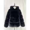 Womens Faux Fur Hooded Coat Winter Warm Casual Streetwear Jacket With Patchwork Design