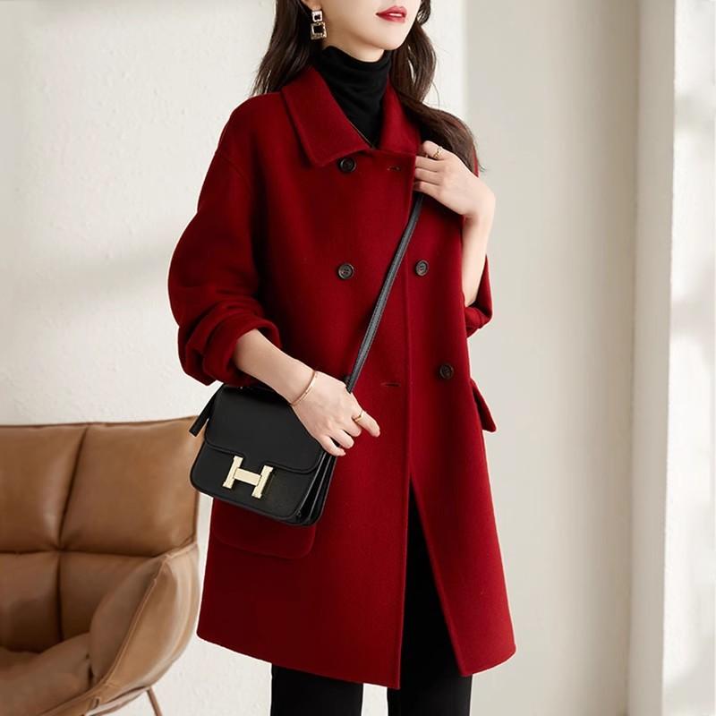 Cotton Woolen Coat Women's New Autumn and Winter Thickened Korean Version Slim and Thin Medium and Long Woolen Coat