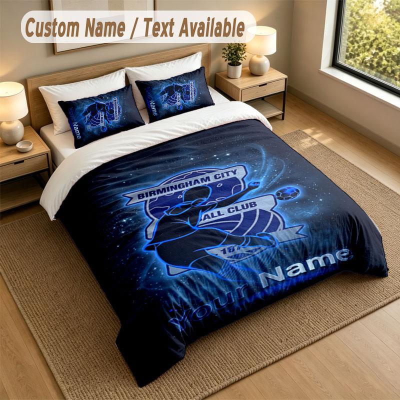 Bedding Set 1 Duvet Cover 2 Pillowcases BIRMINGHAM CITY Football Print Soft Bed Linen Bedroom Decor