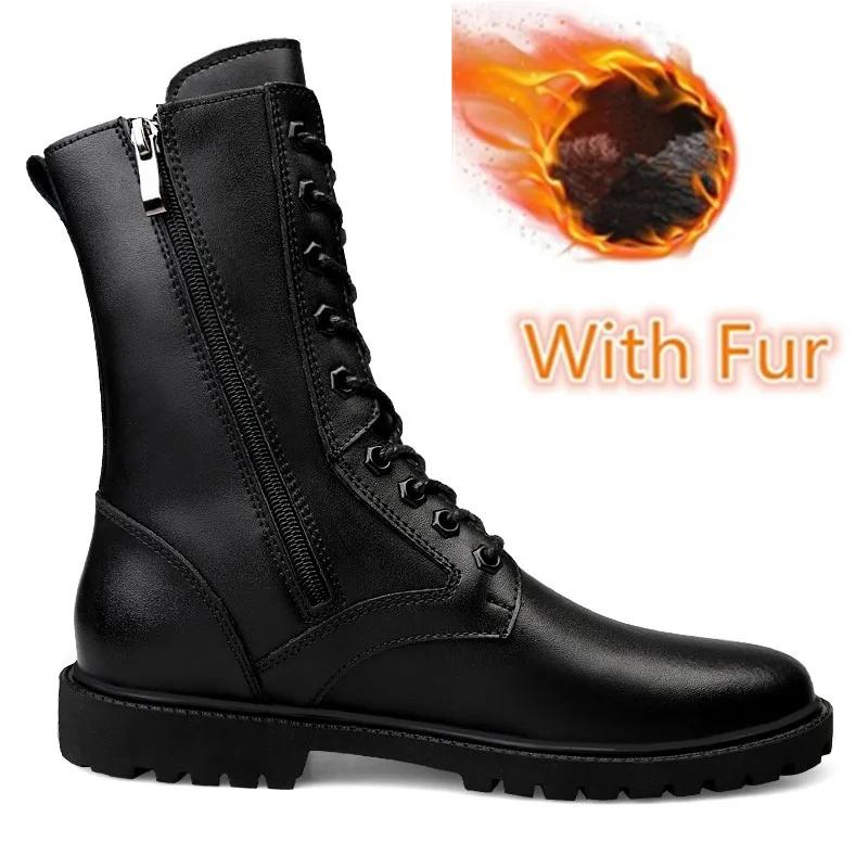 Genuine Leather Boots for Men Side Zipper Comfortable Men's Boots Casual Shoes Cow Leather Winter Boots Plus Size 36-50 51 52