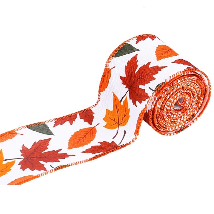 Harvest Ribbon for Gift Wrapping Ribbons for Crafts Wreaths with Yellow Pumpkin Maple Hair Bows Party Home Decors